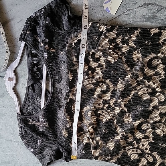 ALMOST FAMOUS Lace Overlaying Beige Spaghetti Strap Dress Blk L Juniors NWT - Picture 11 of 16